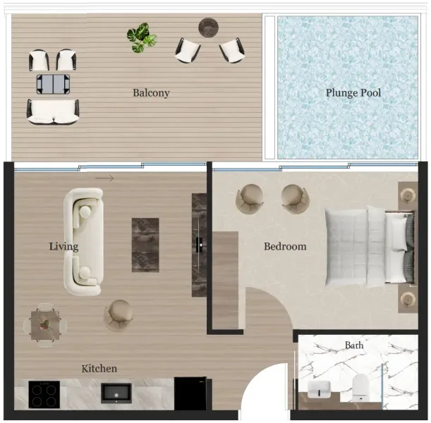 1.0 bedroom apartments - Rijas Majan