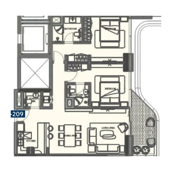 2.0 bedrooms apartments - The Blue Beach Residence