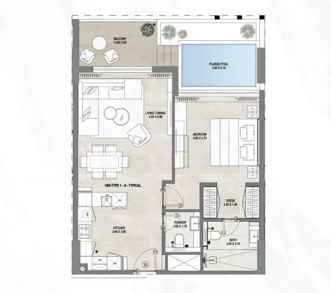 1.0 bedroom apartments - Gharbi 1 Residences