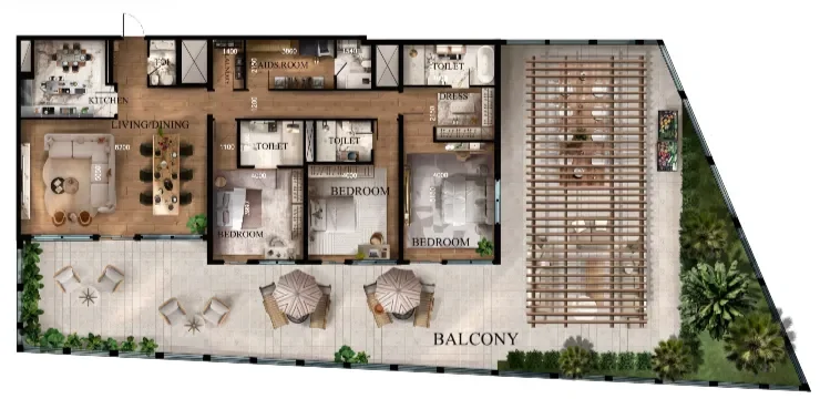 3.0 bedrooms apartments - Radiant Garden Towers