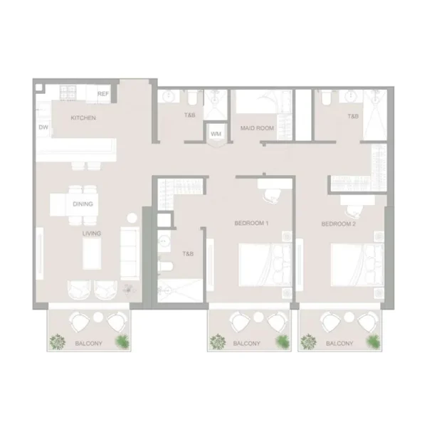 2.0 bedrooms apartments - 1WOOD Residence 2