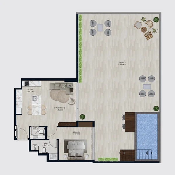 1 bedroom + pool Apartments -  Coral by Vision