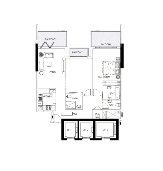 2.0 bedrooms apartments - Alef Noon Residence