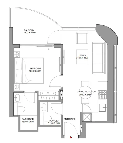 1.0 bedroom apartments - Sobha Aquamont