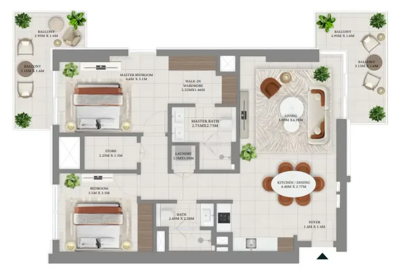 2.0 bedrooms apartments - Vida Residences Hillside