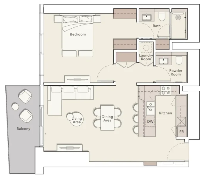 1.0 bedroom apartments - Mercer House