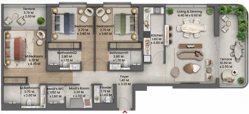 3.0 bedrooms apartments - Talea