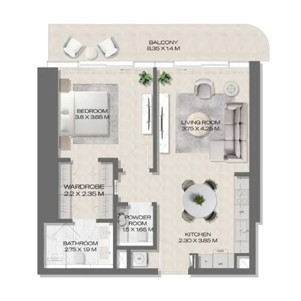 1.0 bedroom apartments - DWTN Residences