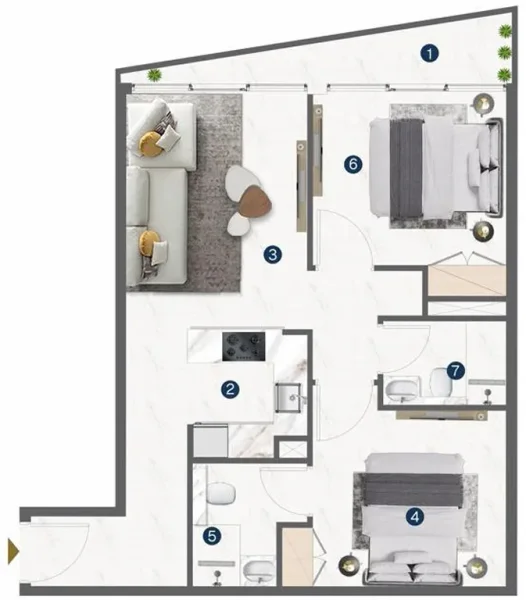 2.0 bedrooms apartments - Omya Residence