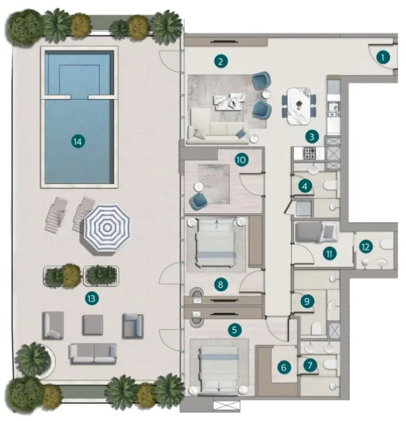 2.0 bedrooms apartments - Flora Shore Beachside Residences