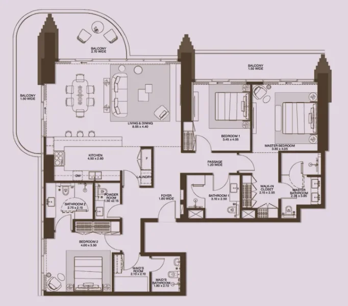 3.0 bedrooms apartments - Atelis