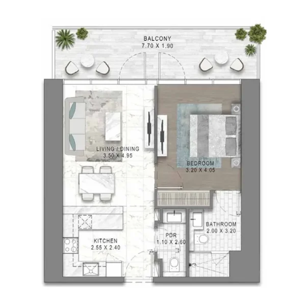 1.0 bedroom apartments - Damac Safa Gate