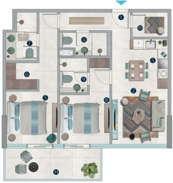 2.0 bedrooms apartments - Octa Isle Interiors by Missoni