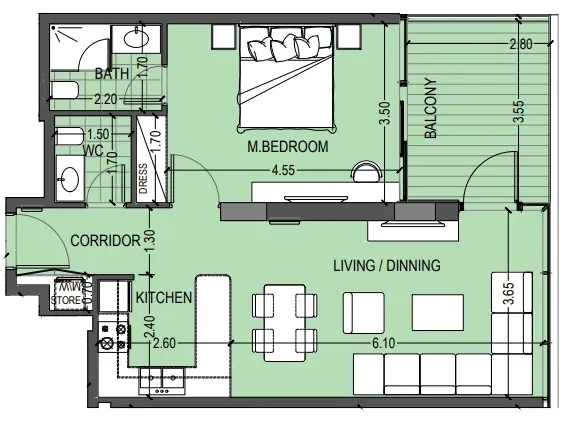 1.0 bedroom apartments - Celia Gardens