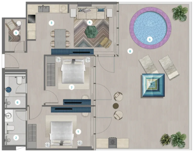 2.5 bedrooms apartments - Trio Isle