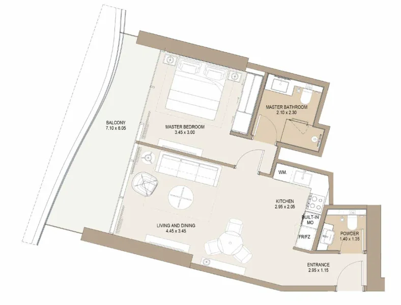 1.0 bedroom apartments - Laguna Residence