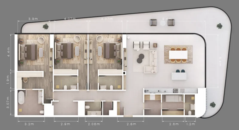 3.0 bedrooms apartments - Mamsha Gardens