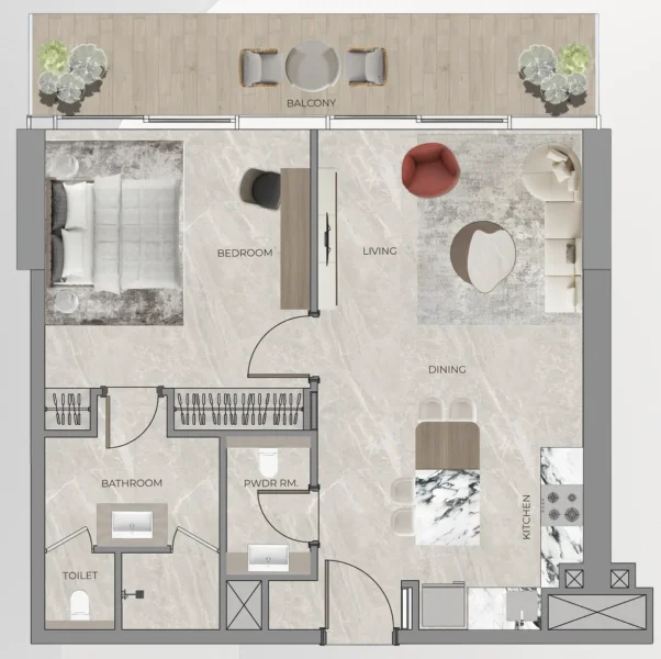 1.0 bedroom apartments - Beverly Grande