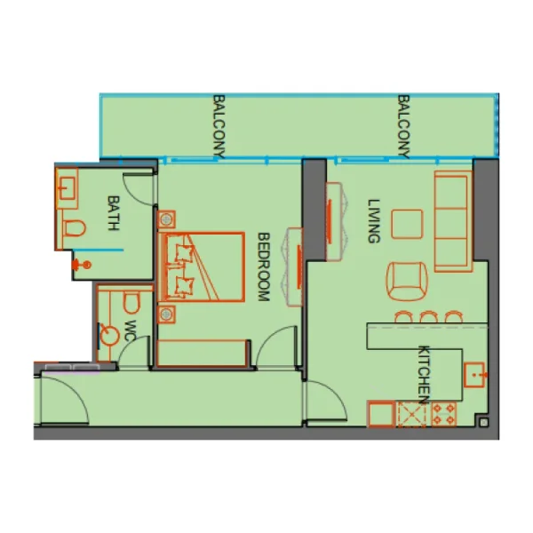 1.0 bedroom apartments - SkyGate Tower