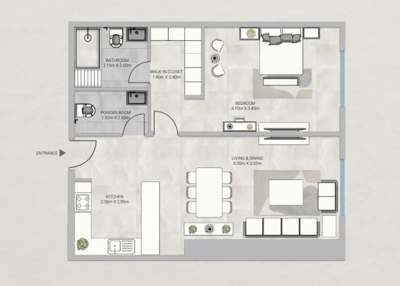 1.0 bedroom apartments - Sky Gardens Tower