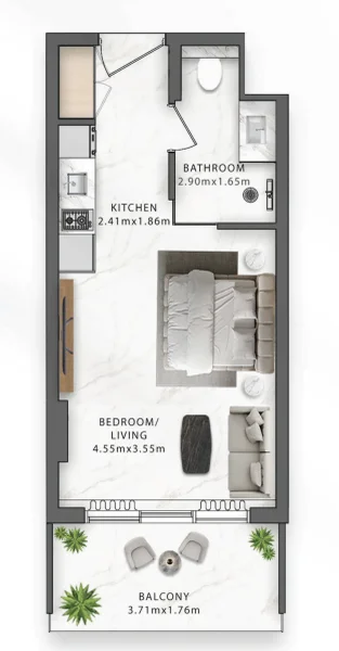 0.0 bedroom apartments - One Central