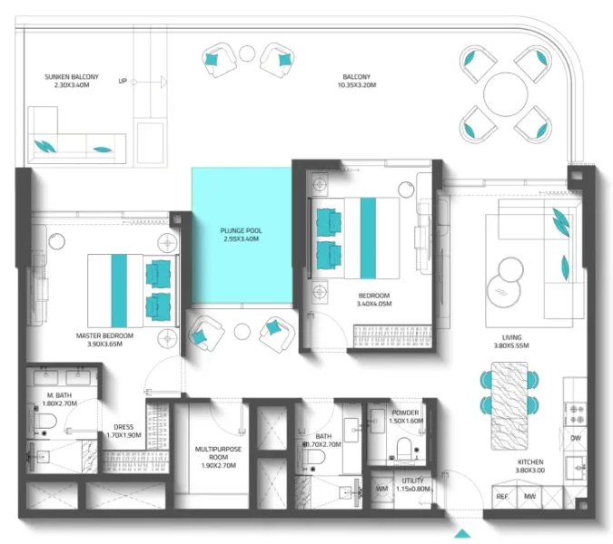 2.0 bedrooms apartments - Reef 997