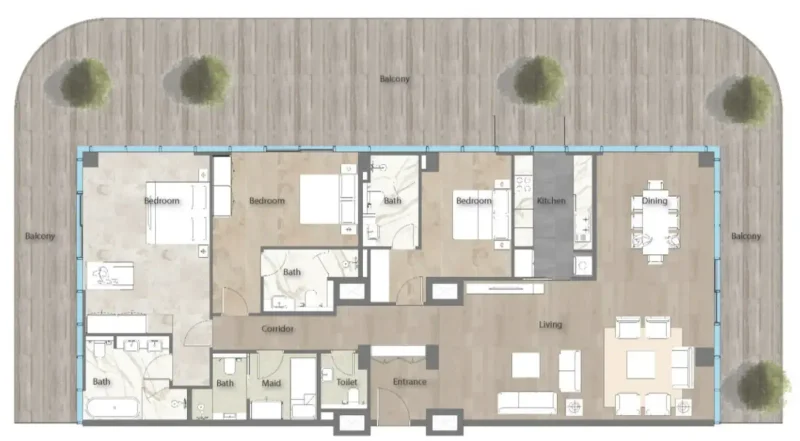 3.0 bedrooms apartments - Yas Beach Residence