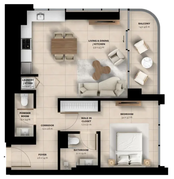 1.0 bedroom apartments - Waada Dubai South