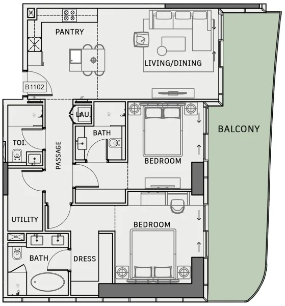 2.0 bedrooms apartments - One Sky Park