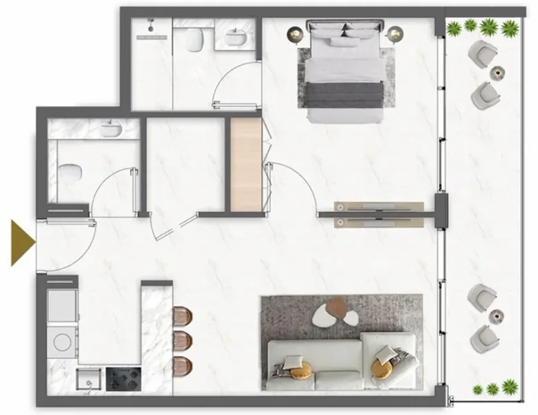 1.0 bedroom apartments - Omya Residence