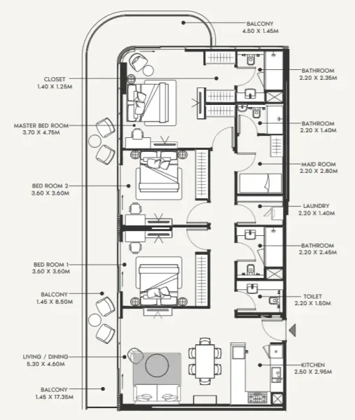 3.0 bedrooms apartments - Azizi Amir