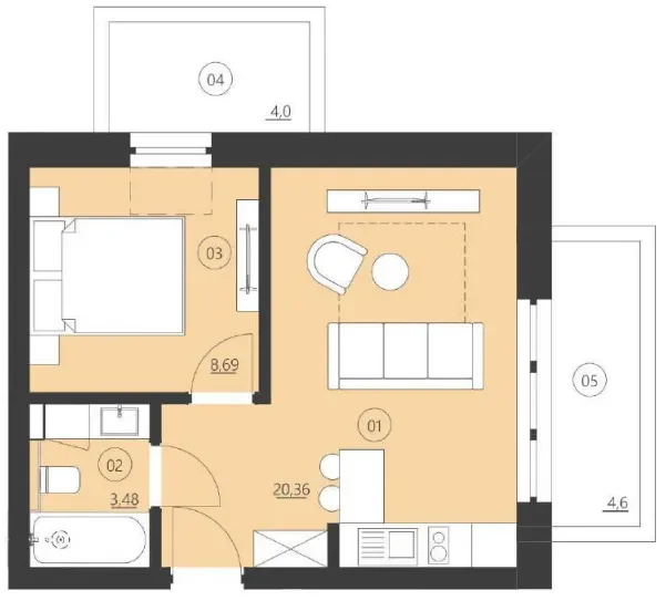 1.0 bedroom apartments - Tremonti Polanica-Zdrój