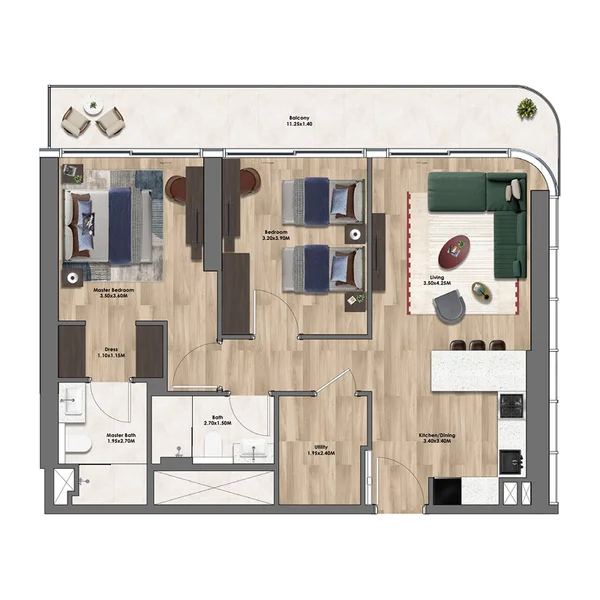 2,5 bedroom Apartments -  Velos Residence