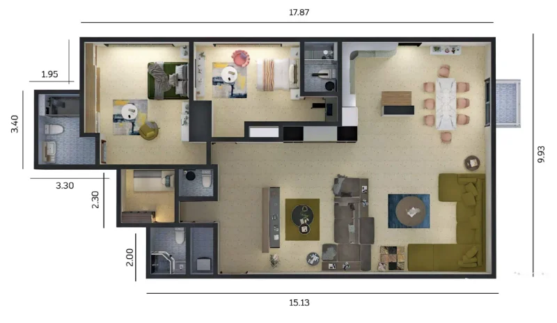 2.0 bedrooms apartments - Zenith J1