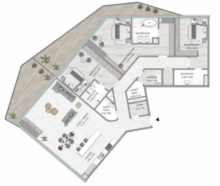 3.0 bedrooms apartments - Habtoor Grand Residences