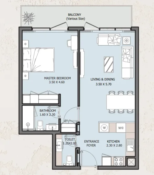1.0 bedroom apartments - Verdana Empire