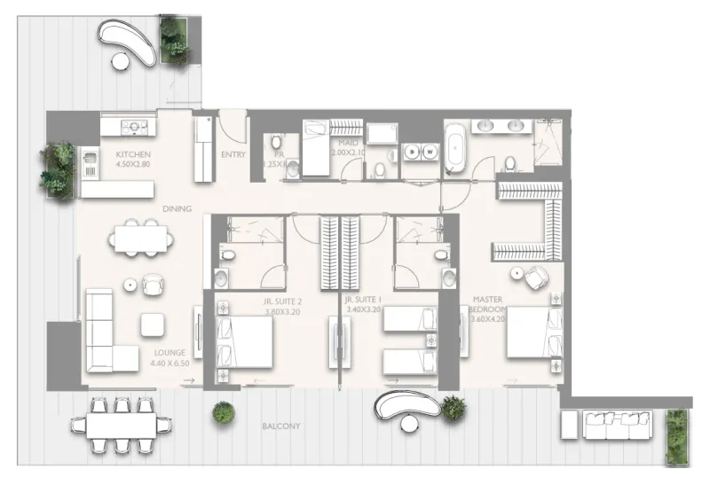 3.5 bedrooms apartments - Fairmont Residences Solara Tower