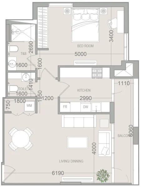 1.0 bedroom apartments - EVERGR1N House 4