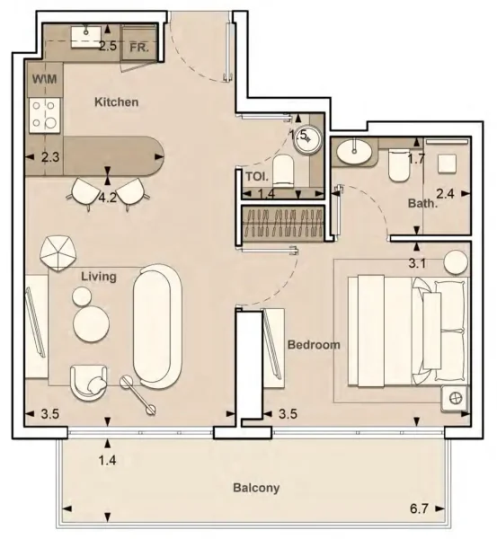 1.0 bedroom apartments - Lume Residences