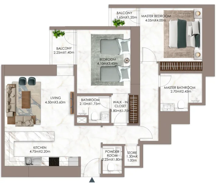 2.0 bedrooms apartments - Sky Gardens Tower