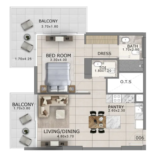 1.0 bedroom apartments - Arlington Park 2