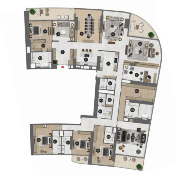 5.0 bedrooms apartments - Sobha Seahaven