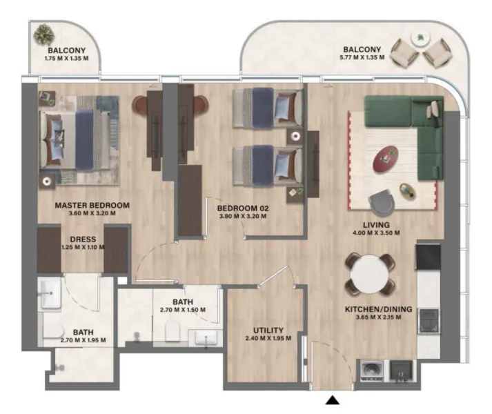 2.0 bedrooms apartments - Velos Residence