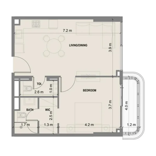 1.0 bedroom apartments - Blue Marina Residence