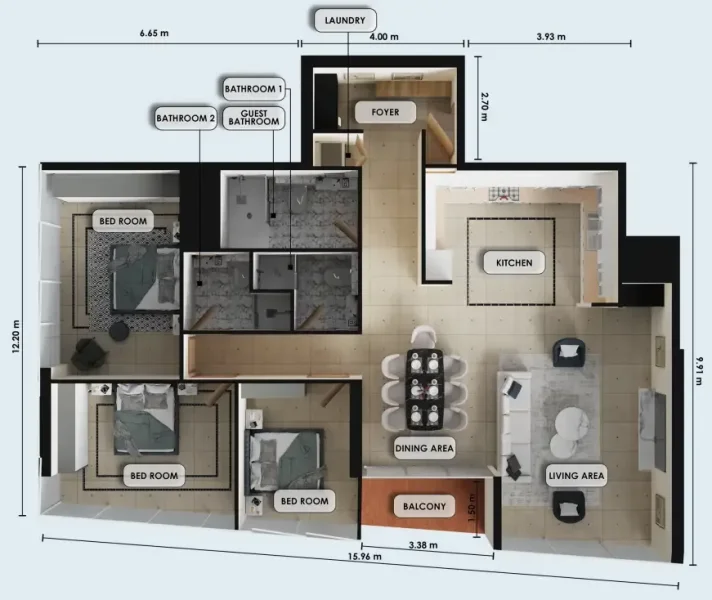 3.0 bedrooms apartments - Zenith J1