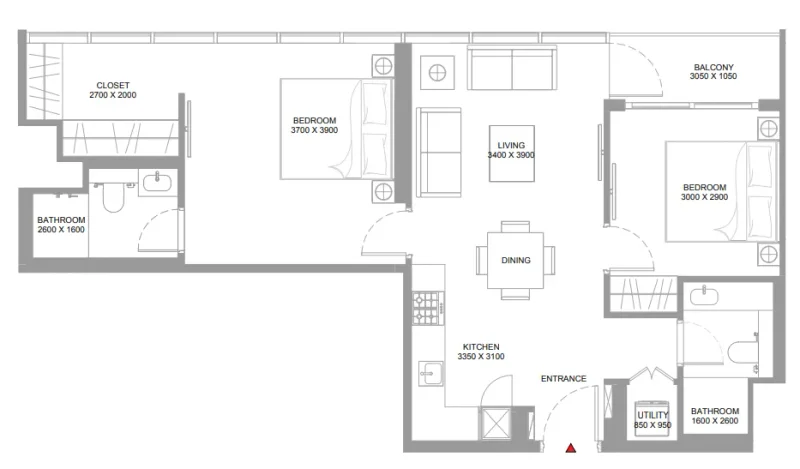 2.0 bedrooms apartments - Pierside Marina Residences