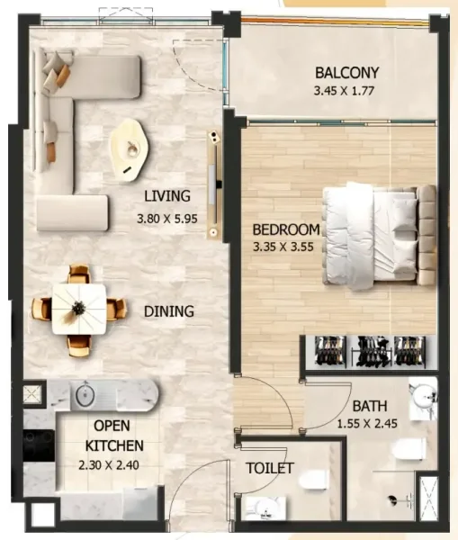 1.0 bedroom apartments - Crystal Tower by VHS