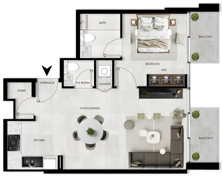 1.0 bedroom apartments - The Willows Residences