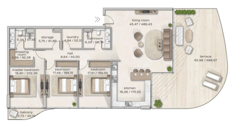 3.0 bedrooms apartments - Zephyra Residences