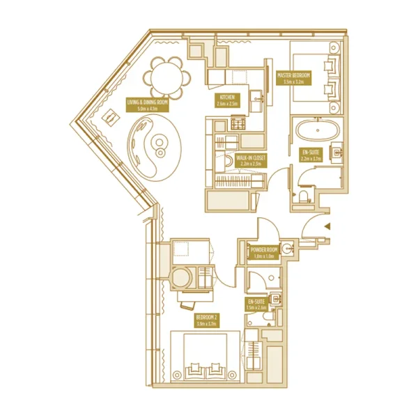 2.0 bedrooms apartments - Uptown Tower